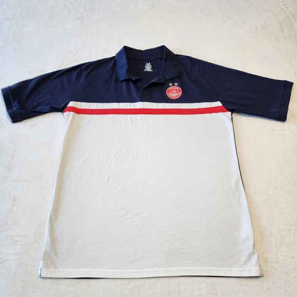 Aberdeen Football Club Shirt Mens XL 44"‎ Chest Soccer Top Navy White Red Stripe - Picture 7 of 9
